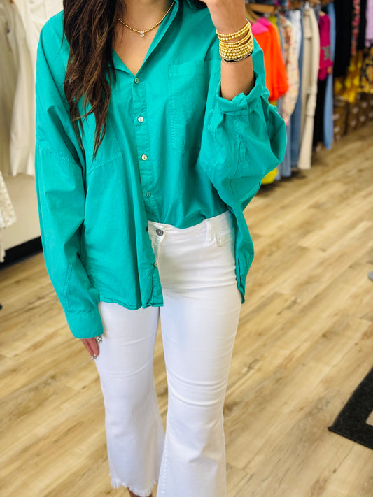 Teal Oversized Top