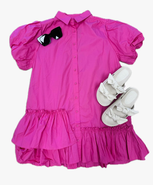 Karlie Hot Pink Ruffle Dress