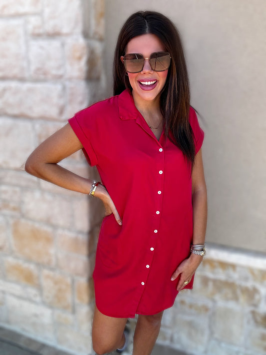 Red Button Down Dress